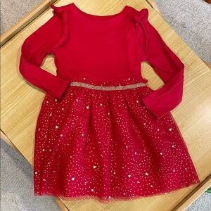 Cat & Jack | Bright Red Toddler Dress with golden accents | 3T